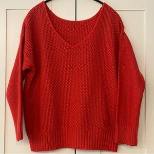 Women 𝅺Earth Music & Ecology Orange Long Sleeve V neck Sweater Size M